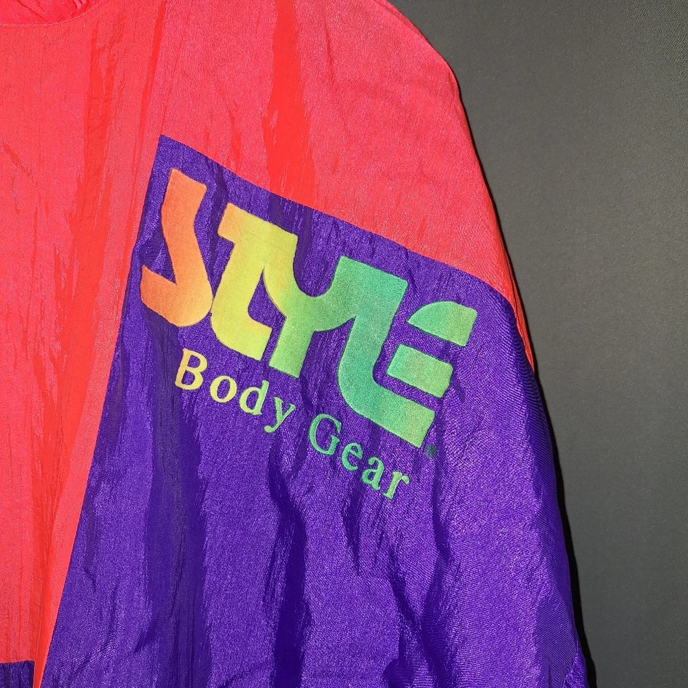 Vtg Surf Style Pull Over Windbreaker Jacket 1/2 Zip Neon Vibrant Colorblock 90s - Picture 4 of 14